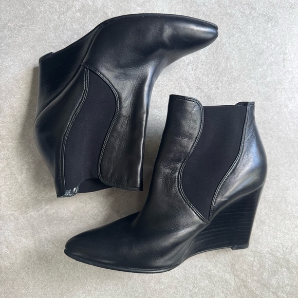 Stuart Weitzman Black Wedge Ankle Boots - Picture 1 of 7